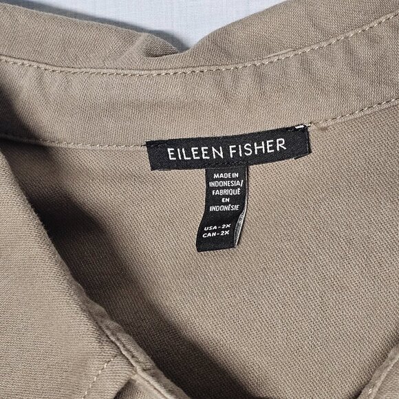 Eileen Fisher Classic Collared Jacket Women Size 2X Brown - Picture 6 of 12